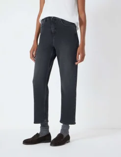 High Waisted Straight Leg Cropped Jeans