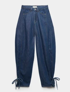 High Waisted Tie Detail Balloon Leg Jeans