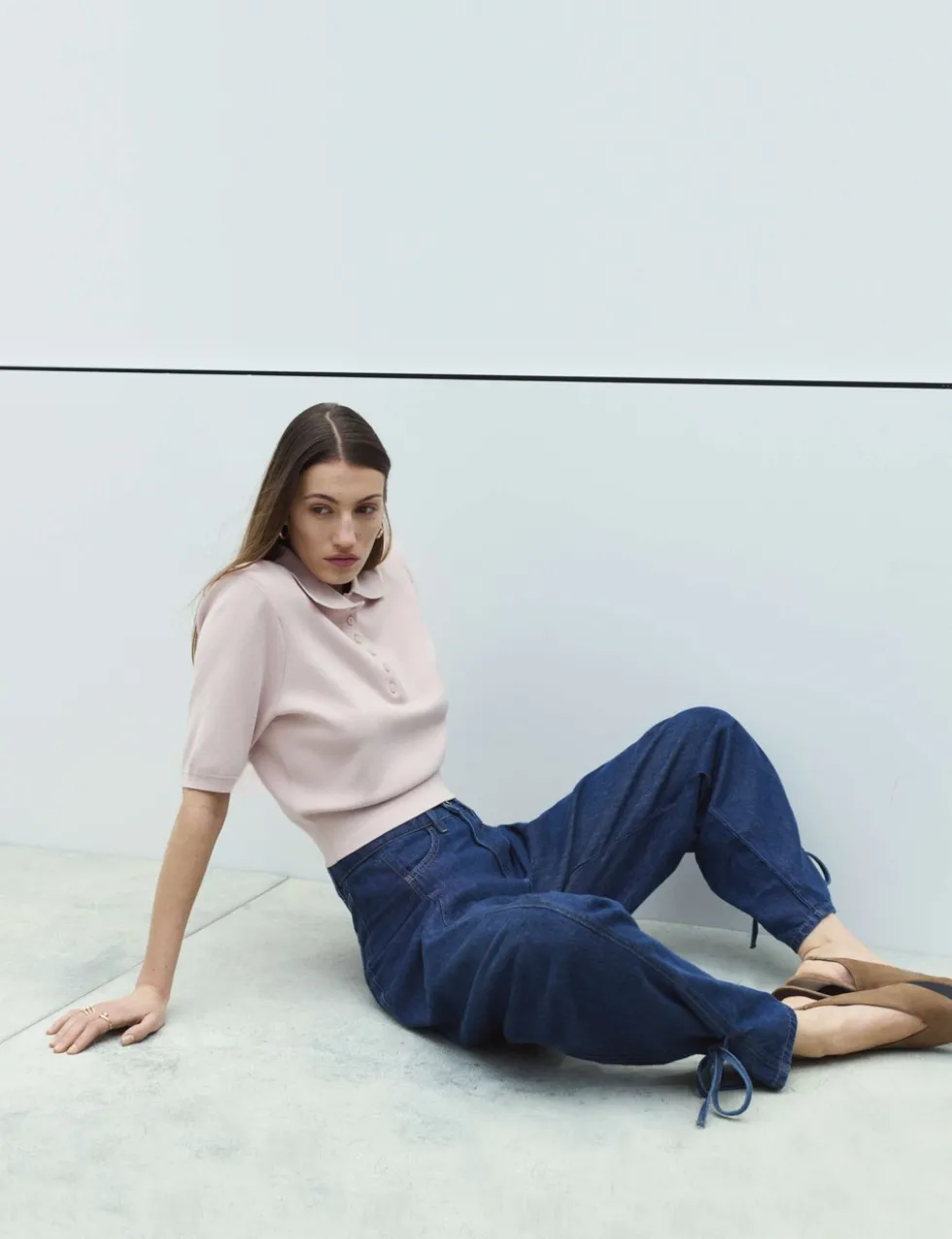 High Waisted Tie Detail Balloon Leg Jeans