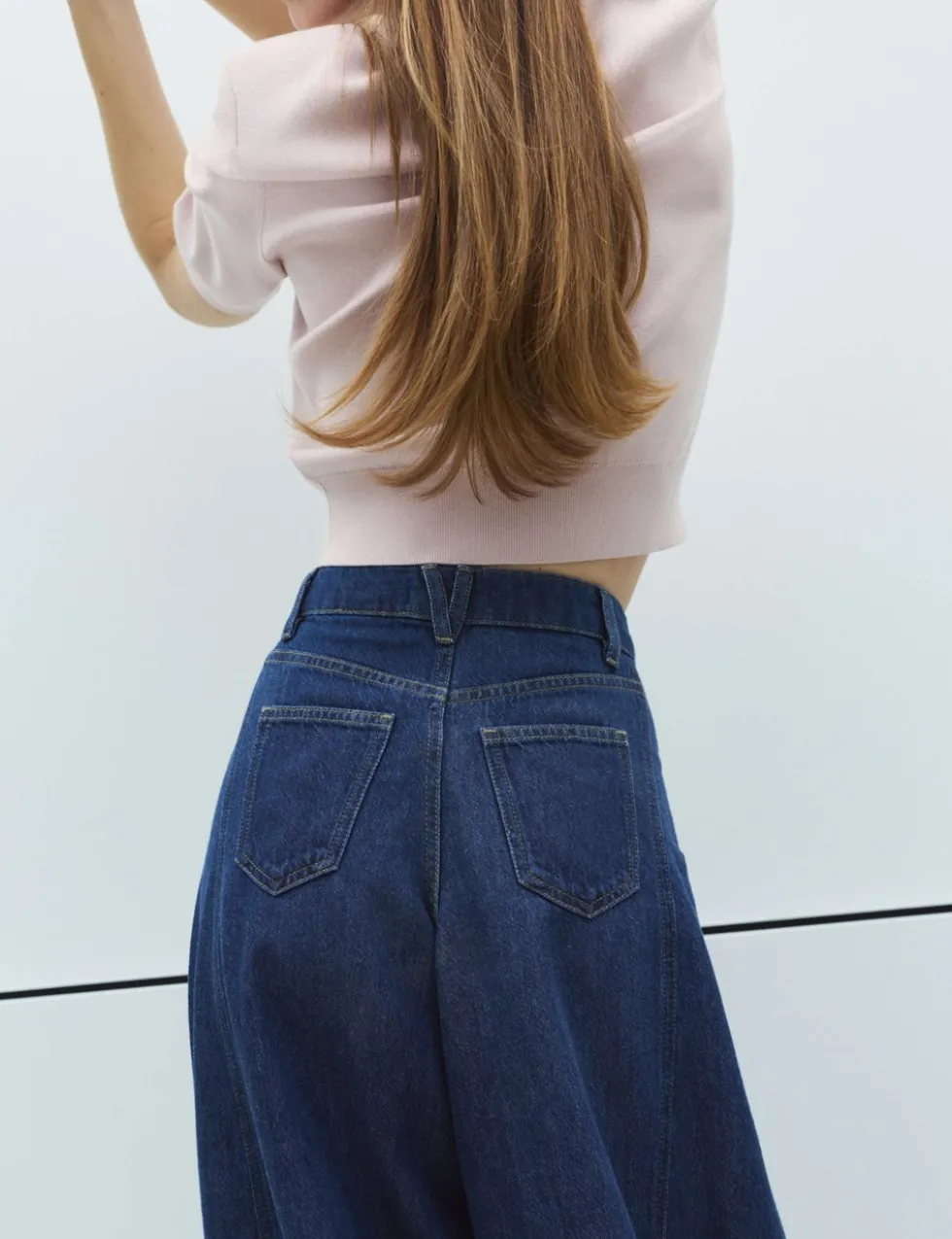 High Waisted Tie Detail Balloon Leg Jeans
