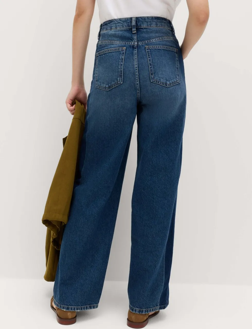 High Waisted Two Tone Wide Leg Jeans