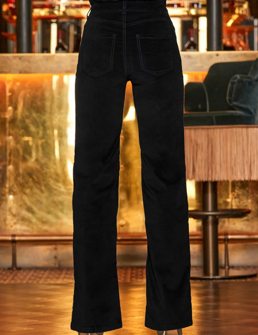 High Waisted Velvet Wide Leg Jeans