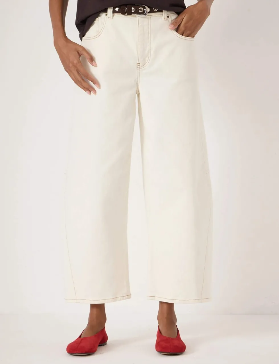 High Waisted Wide Leg Ankle Grazer Jeans