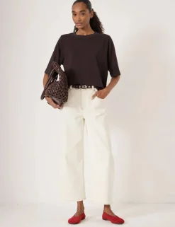 High Waisted Wide Leg Ankle Grazer Jeans