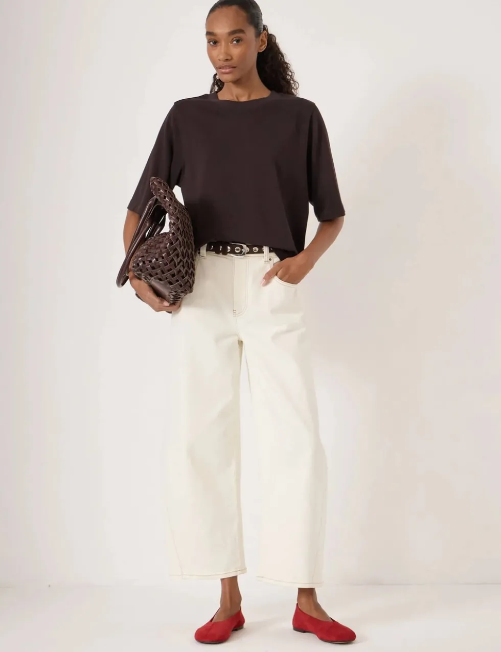 High Waisted Wide Leg Ankle Grazer Jeans