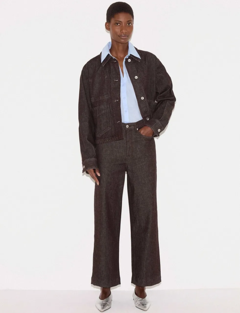 High Waisted Wide Leg Ankle Grazer Jeans