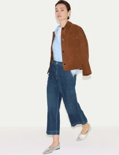 High Waisted Wide Leg Ankle Grazer Jeans