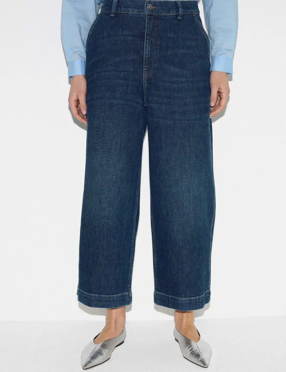 High Waisted Wide Leg Ankle Grazer Jeans
