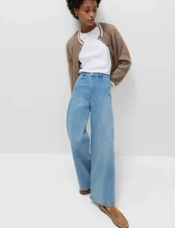 High Waisted Wide Leg Ankle Grazer Jeans