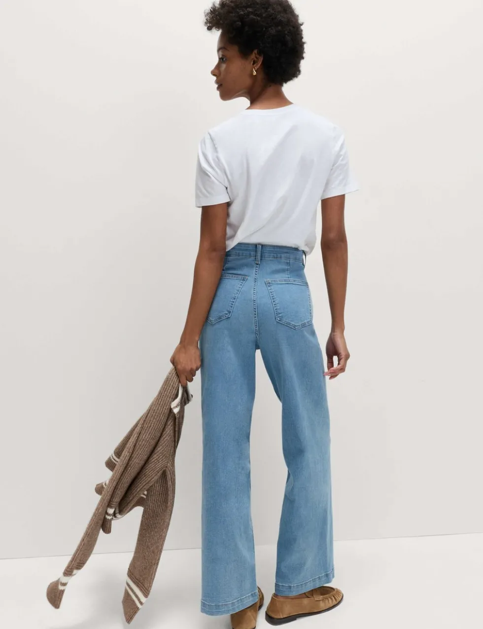 High Waisted Wide Leg Ankle Grazer Jeans