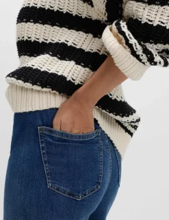 High Waisted Wide Leg Ankle Grazer Jeans