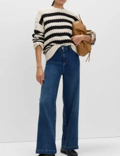 High Waisted Wide Leg Ankle Grazer Jeans