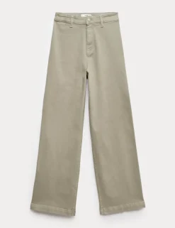High Waisted Wide Leg Ankle Grazer Jeans