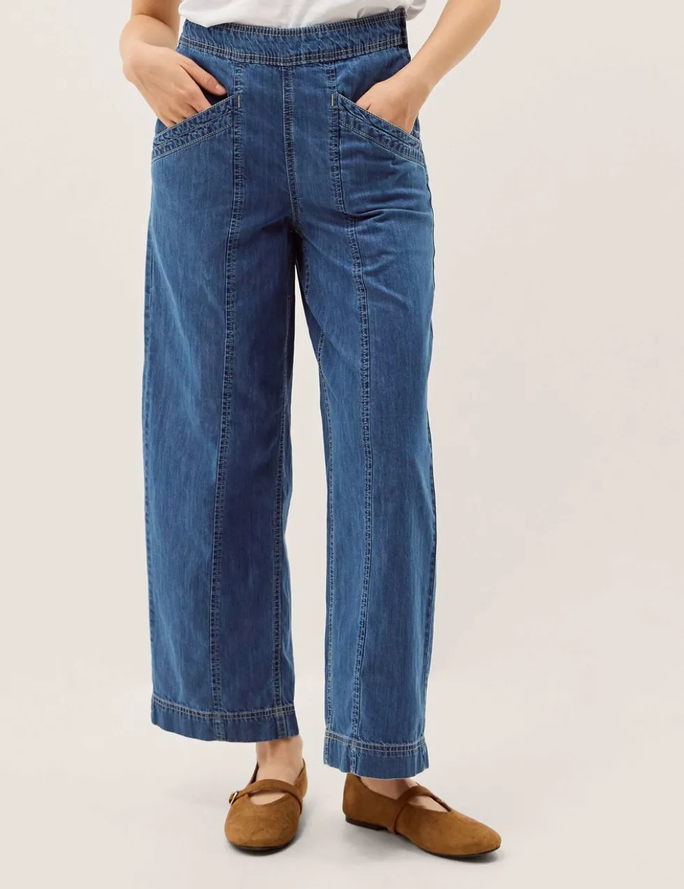 High Waisted Wide Leg Cropped Jeans