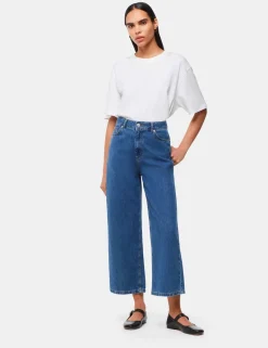 High Waisted Wide Leg Cropped Jeans