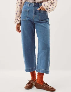 High Waisted Wide Leg Cropped Jeans