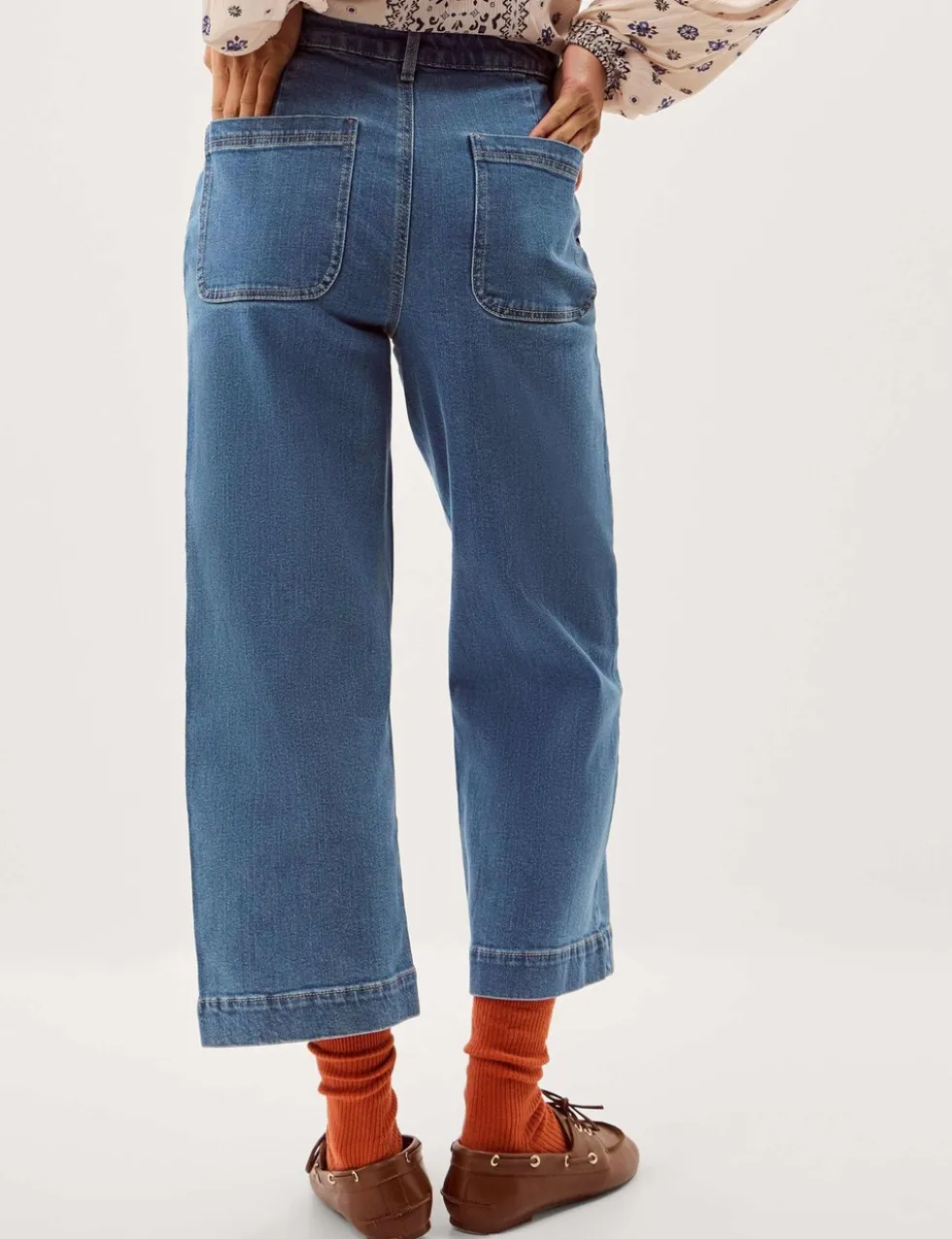 High Waisted Wide Leg Cropped Jeans