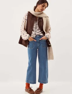 High Waisted Wide Leg Cropped Jeans