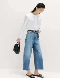 High Waisted Wide Leg Cropped Jeans