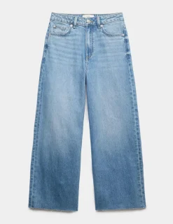 High Waisted Wide Leg Cropped Jeans