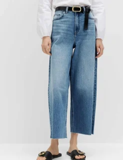 High Waisted Wide Leg Cropped Jeans