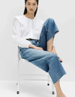 High Waisted Wide Leg Cropped Jeans