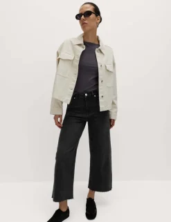 High Waisted Wide Leg Cropped Jeans
