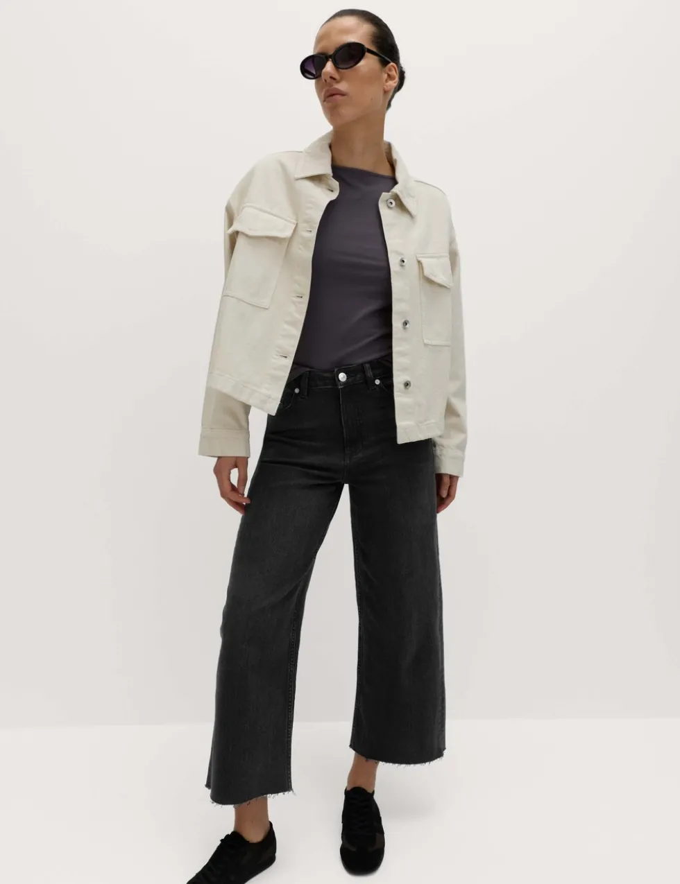 High Waisted Wide Leg Cropped Jeans