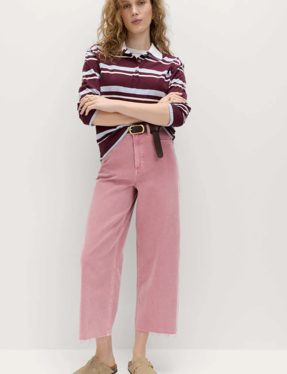 High Waisted Wide Leg Cropped Jeans