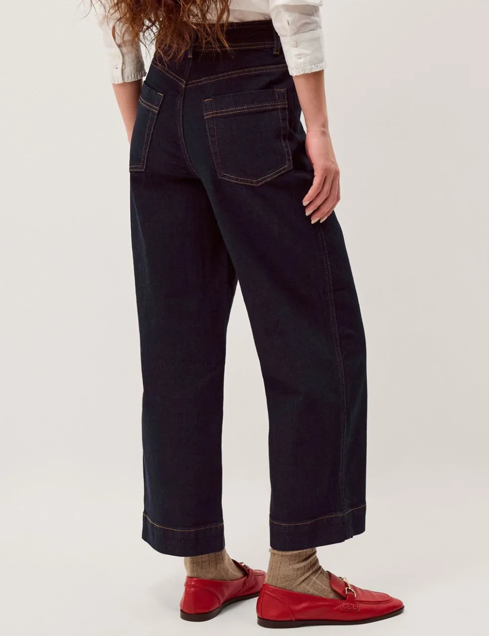 High Waisted Wide Leg Cropped Jeans