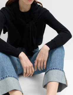 High Waisted Wide Leg Turn Up Jeans