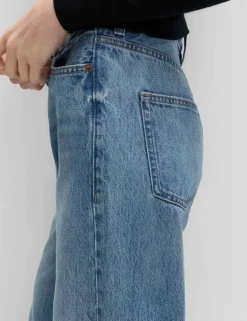 High Waisted Wide Leg Turn Up Jeans