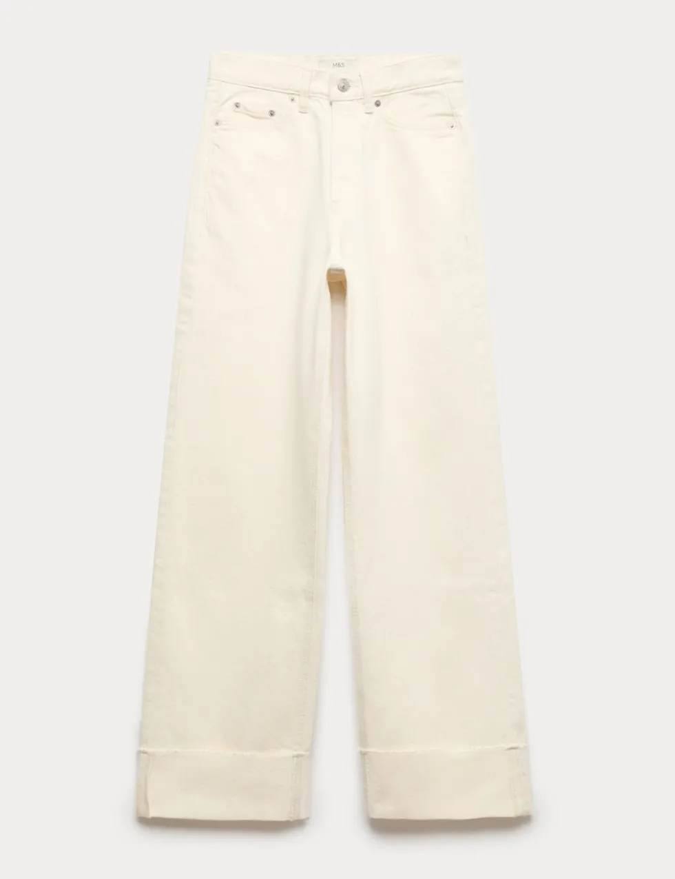 High Waisted Wide Leg Turn Up Jeans