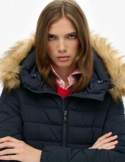Hooded Funnel Neck Longline Puffer Jacket