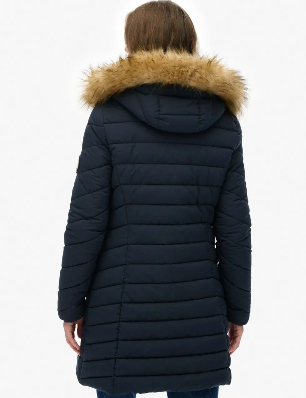 Hooded Funnel Neck Longline Puffer Jacket