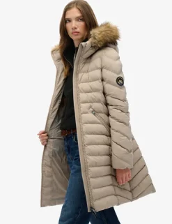 Hooded Funnel Neck Longline Puffer Jacket
