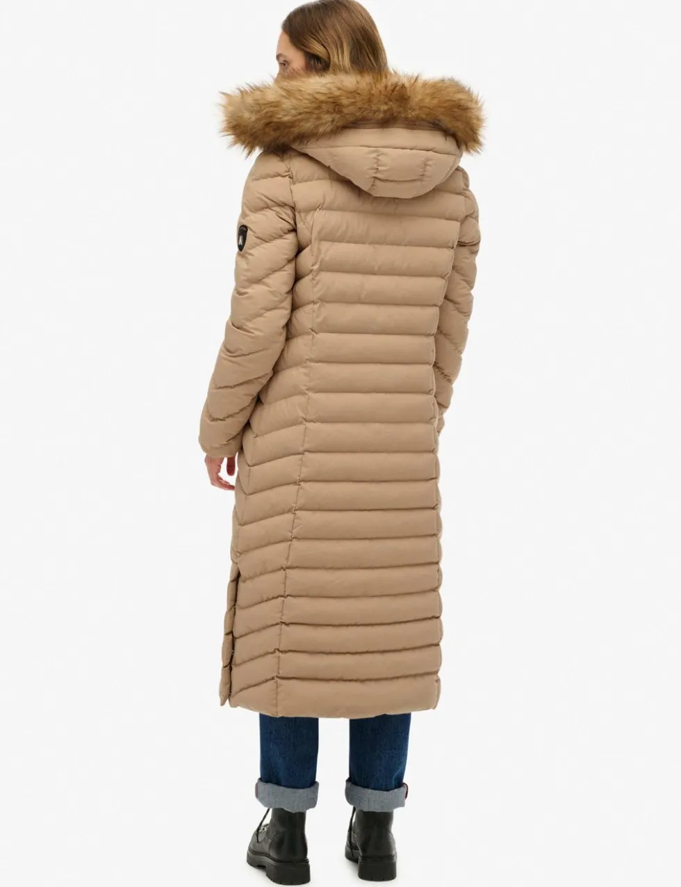 Hooded Funnel Neck Longline Puffer Jacket