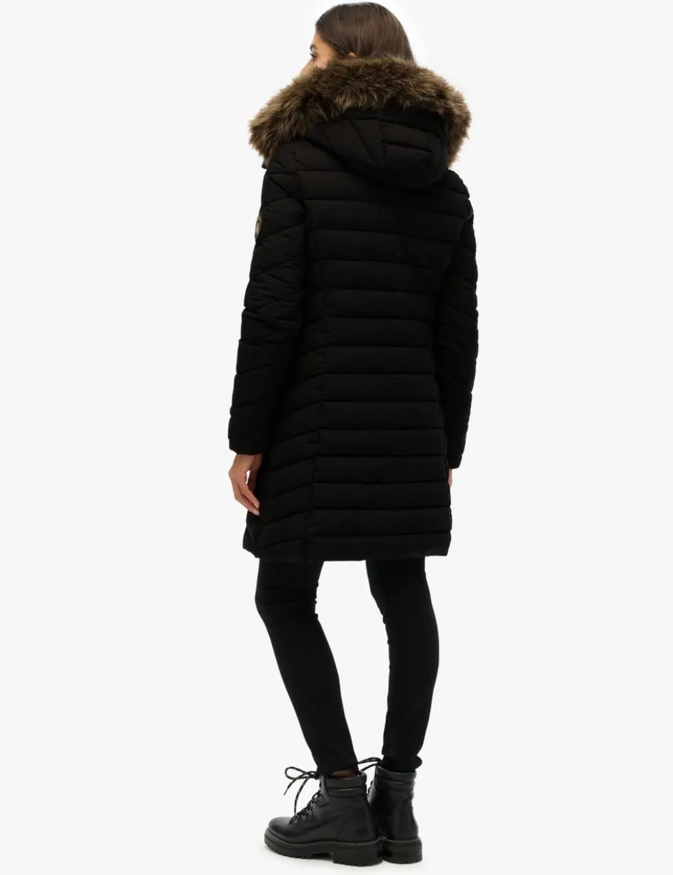 Hooded Funnel Neck Longline Puffer Jacket