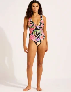 Hothouse Flowers Printed V-Neck Swimsuit