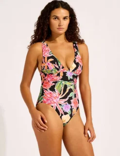 Hothouse Flowers Printed V-Neck Swimsuit