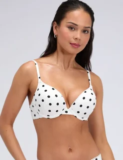 Hydra Polka Dot Plunge Bikini Top (A-DD)