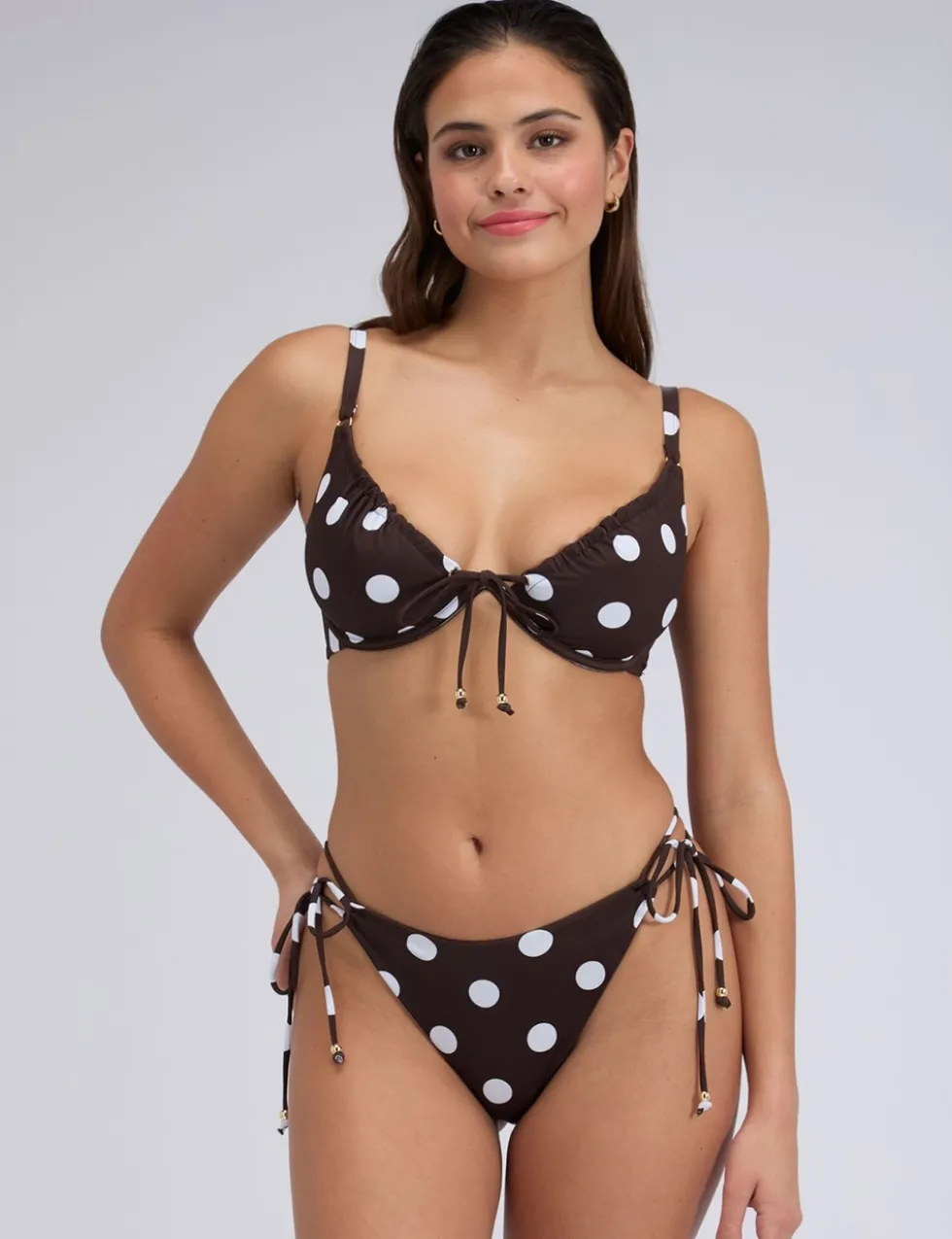 Ibiza Polka Dot Wired Plunge Bikini Top (B-G)