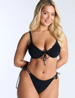 Ibiza Textured Wired Plunge Bikini Top (B-FF)