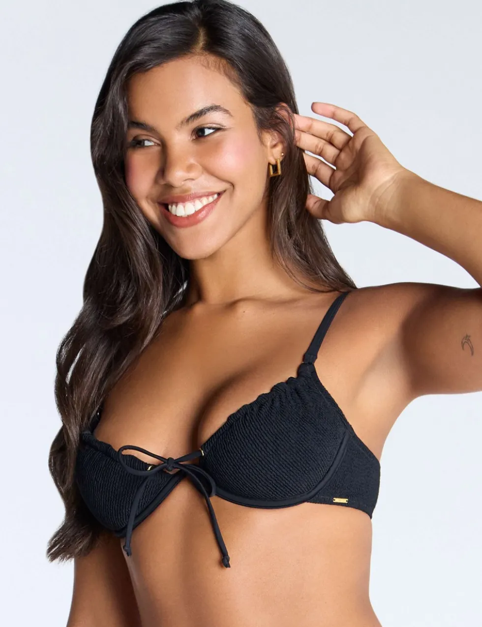 Ibiza Textured Wired Plunge Bikini Top (B-FF)