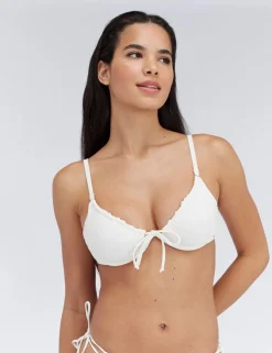 Ibiza Textured Wired Tie Detail Bikini Top