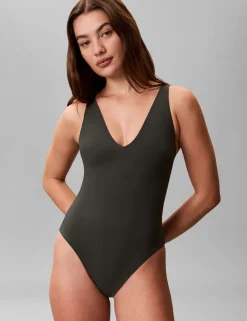 Icon Stripe Cut Out V-Neck Swimsuit