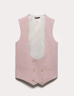 Italian Performance Linen Blend Double Breasted Waistcoat