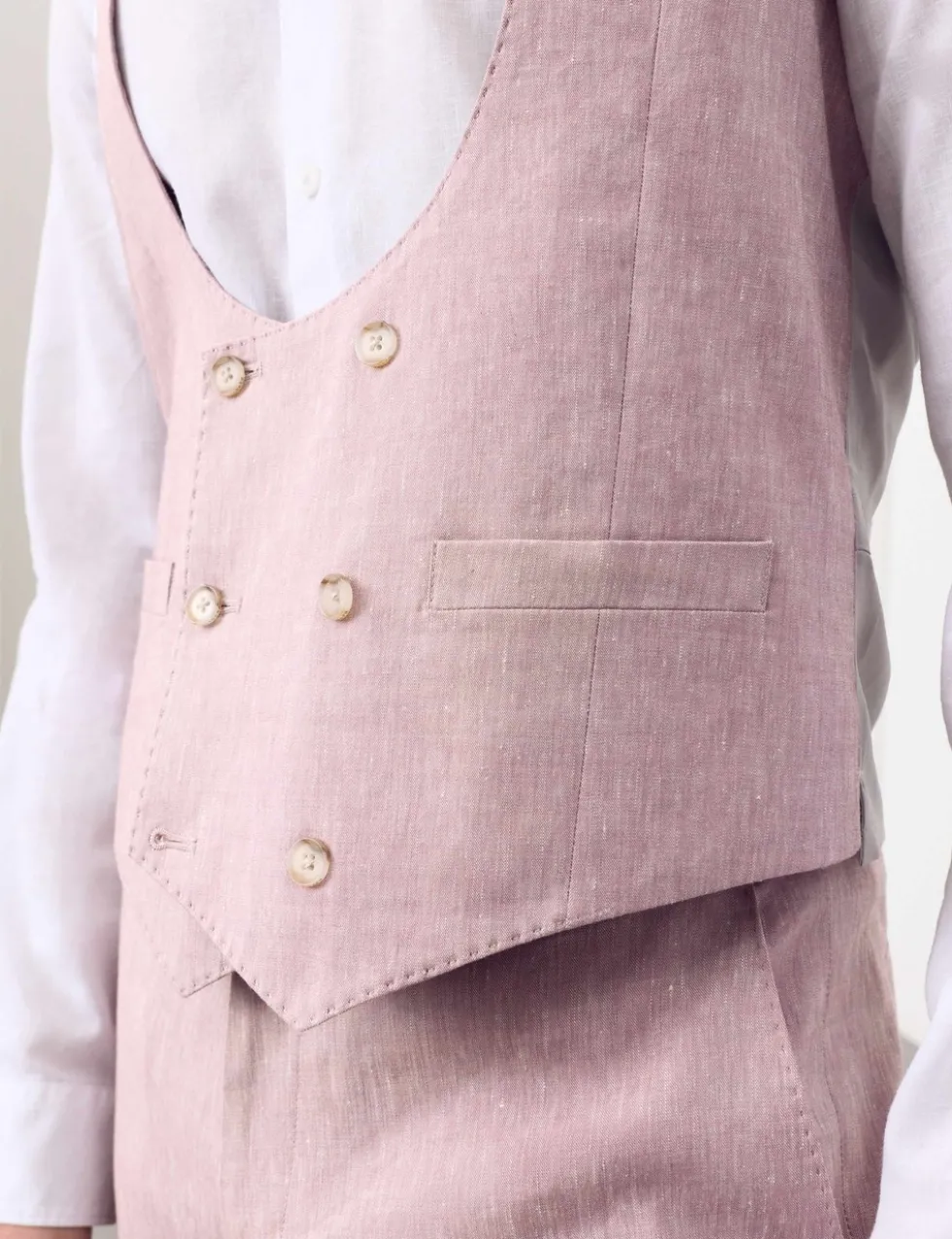 Italian Performance Linen Blend Double Breasted Waistcoat