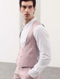 Italian Performance Linen Blend Double Breasted Waistcoat