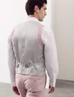 Italian Performance Linen Blend Double Breasted Waistcoat